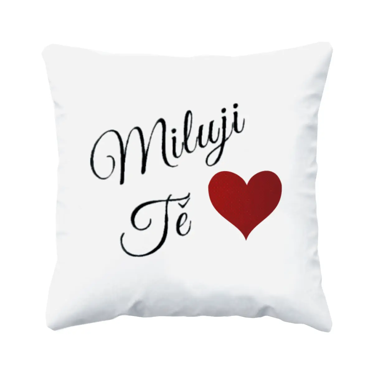 Dekorační polštářek s výšivkou "Miluji Tě" černý nápis
