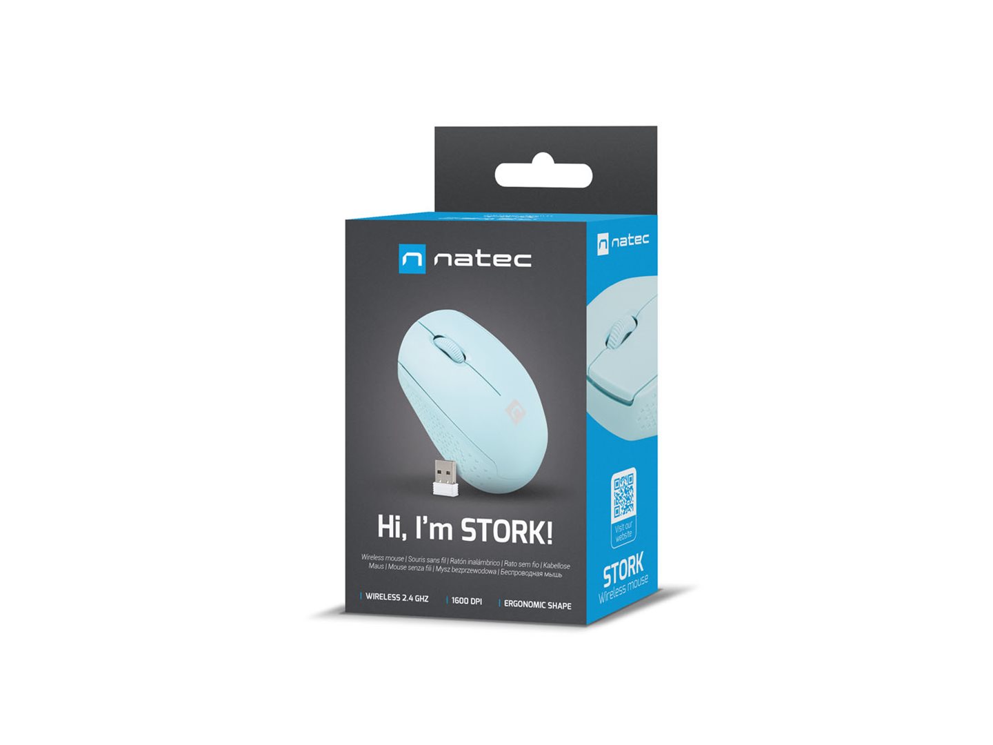 Bezdrátová kancelářská myš Natec STORK / 1600 DPI / Modrá