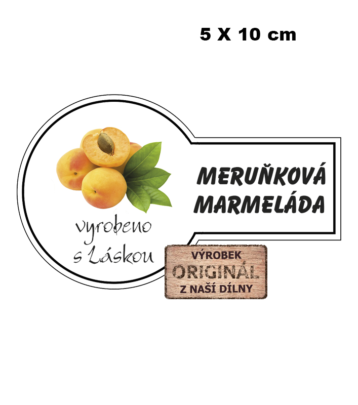 Samolepicí etiketa - Meruňková marmeláda 5 x 10 cm