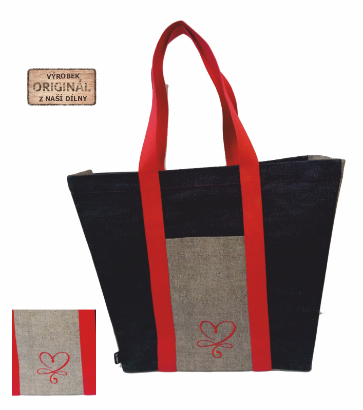 Taška Shopper bag - oranžový se srdcem popruh
