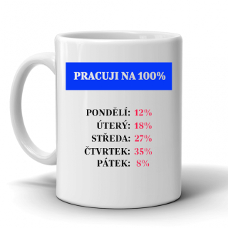 Keramický hrnek, Pracují na 100%, 300ml, bílý