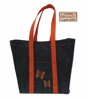 Taška Shopper bag - oranžový s motýlem popruh